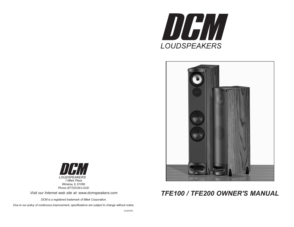 DCM Speakers TFE100 / TFE200 User Manual | 10 pages