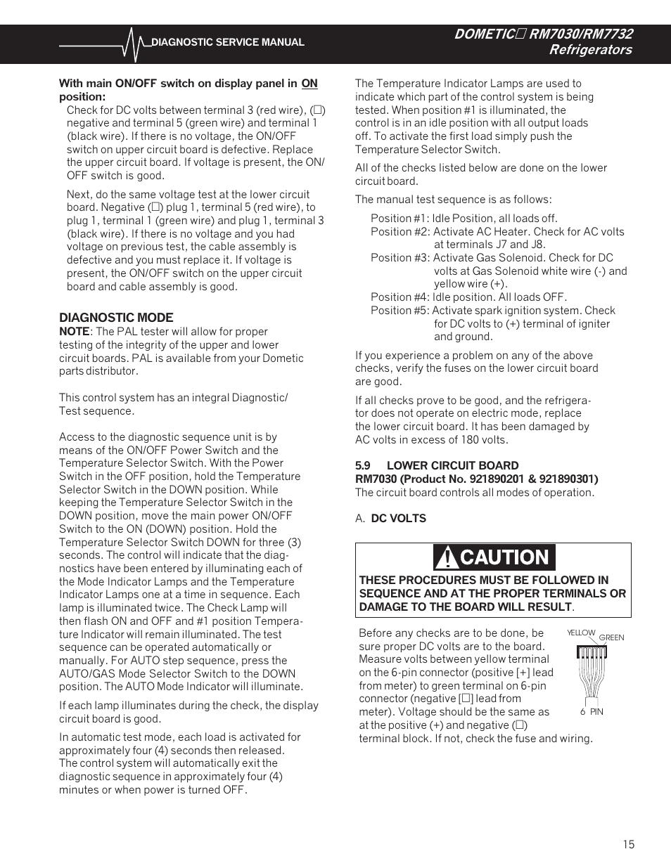 Lower circuit board | Dometic RM7732 User Manual | Page 18 / 38