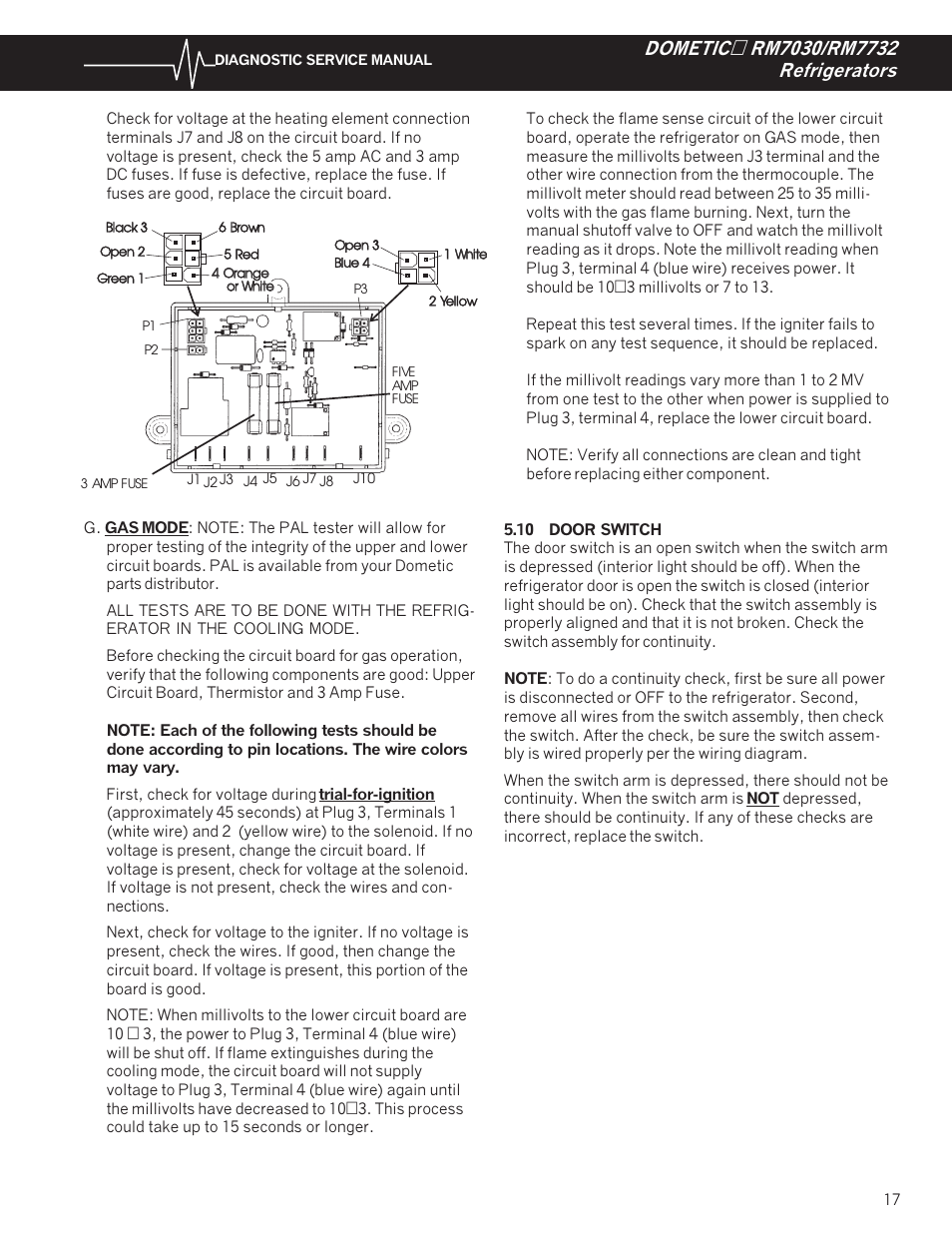 10 door switch | Dometic RM7732 User Manual | Page 20 / 38