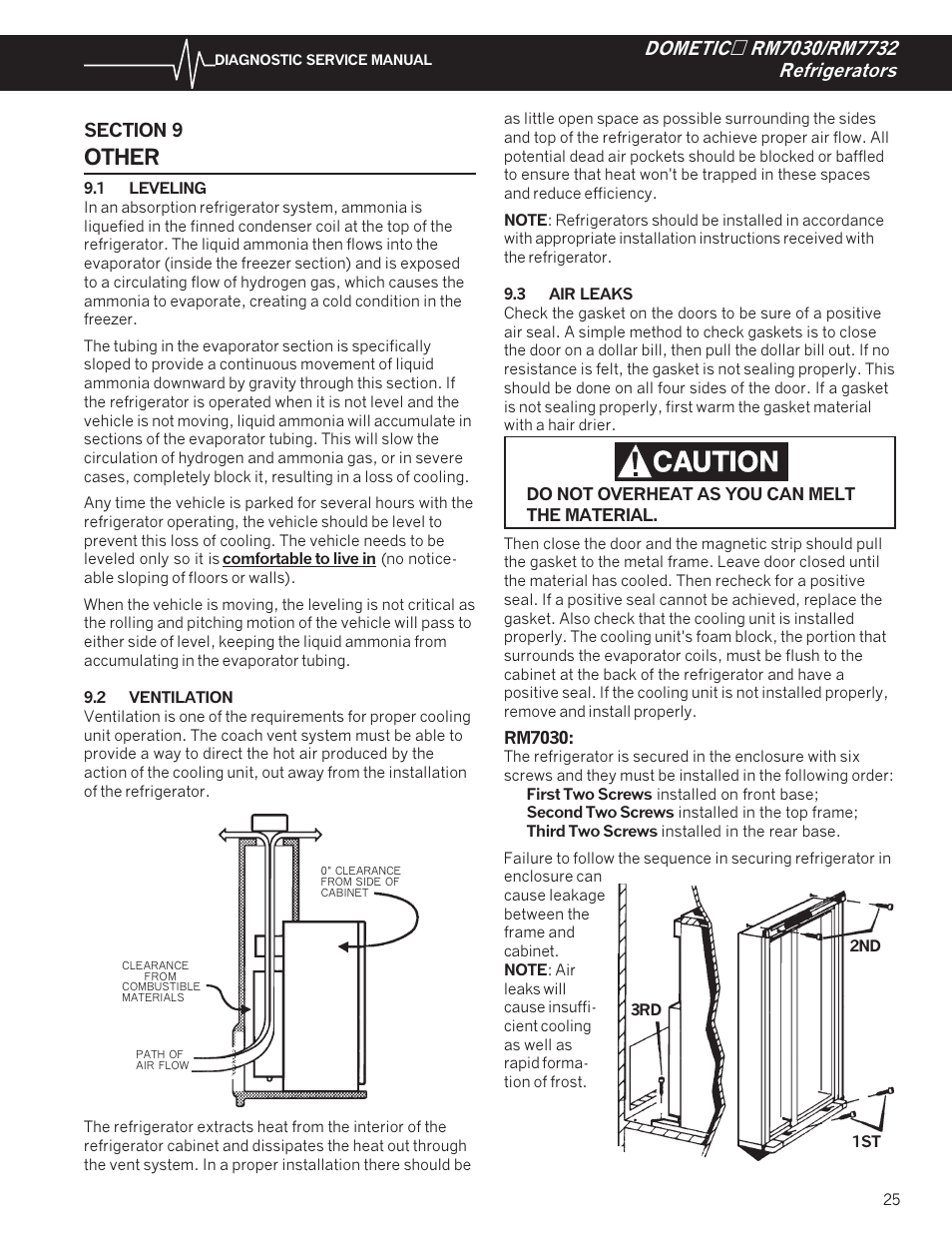 1 leveling, Ventilation, 3 air leaks | Other | Dometic RM7732 User Manual | Page 28 / 38