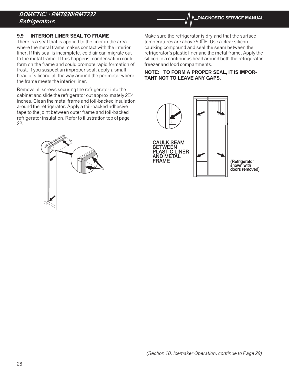 Interior liner seal to frame | Dometic RM7732 User Manual | Page 31 / 38