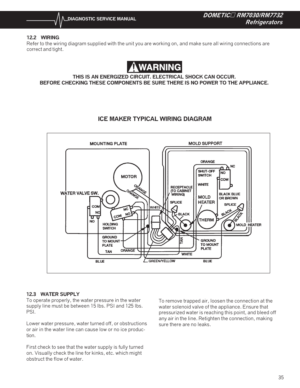 2 wiring, 3 water supply | Dometic RM7732 User Manual | Page 38 / 38