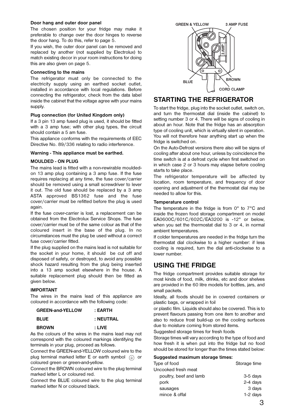 Starting the refrigerator, Using the fridge | Dometic EA3210 User Manual | Page 3 / 9