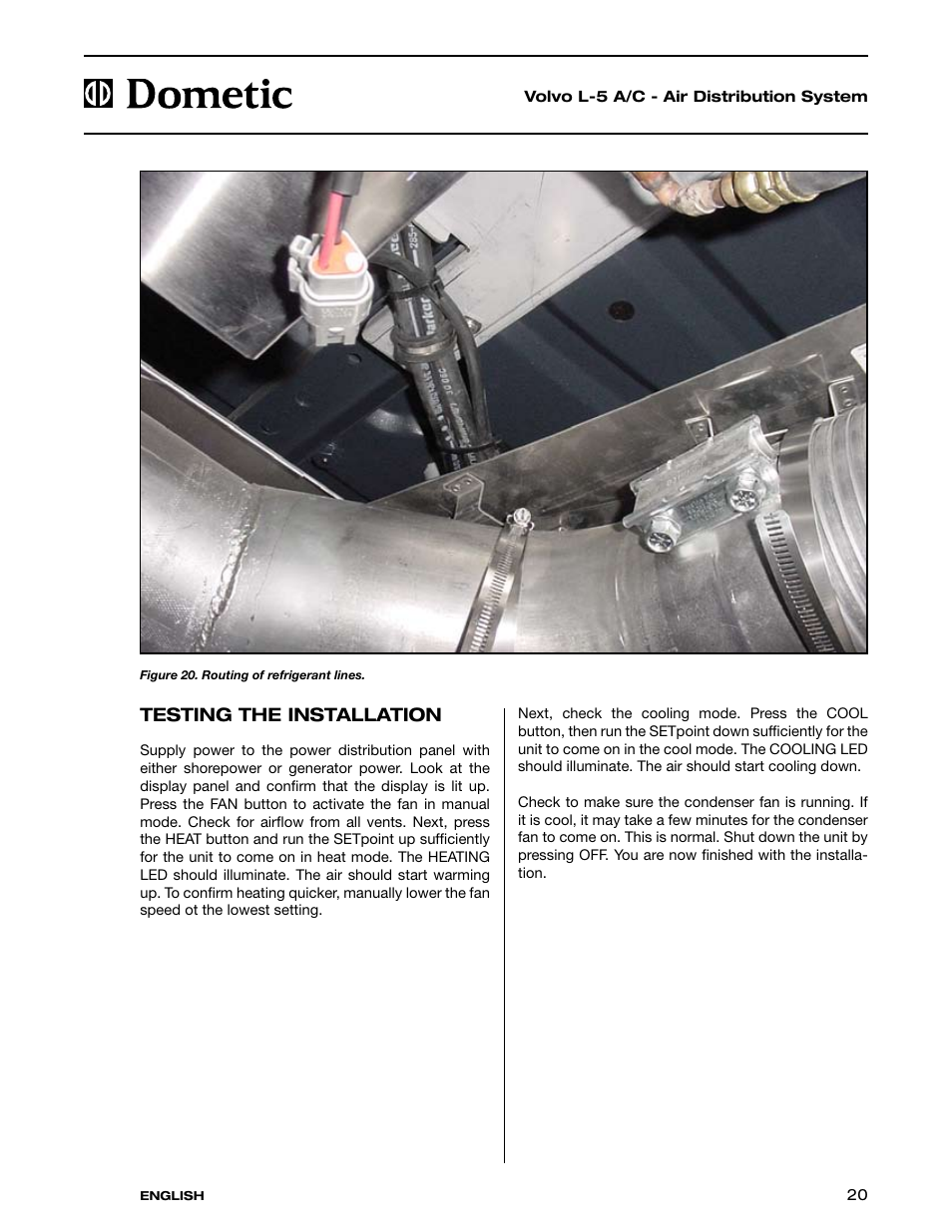 Testing the installation | Dometic VN 780 User Manual | Page 20 / 24