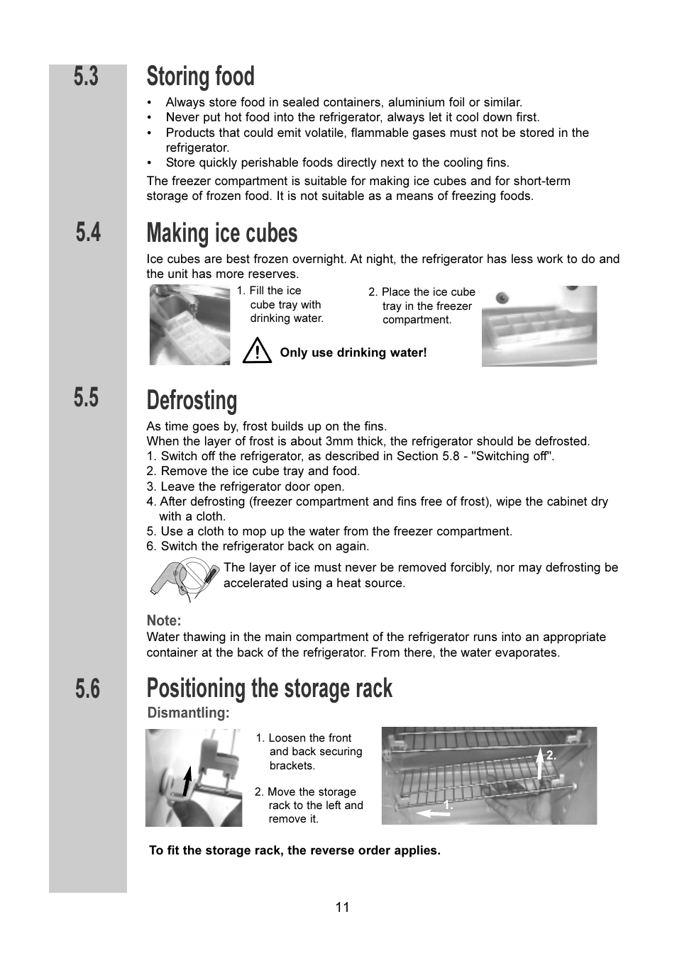 Storing food, Making ice cubes, Defrosting | Dometic RM 7401 L User Manual | Page 11 / 30
