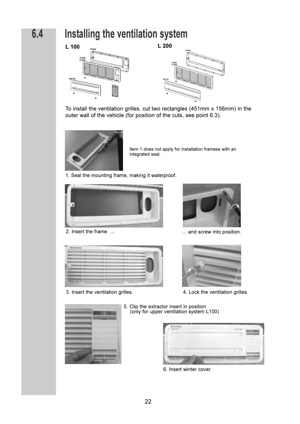 Installing the ventilation system 6.4 | Dometic RM 7401 L User Manual | Page 22 / 30