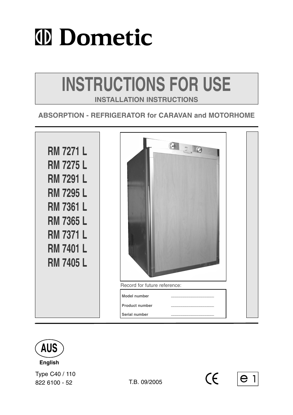 Dometic RM 7361 L User Manual | 28 pages