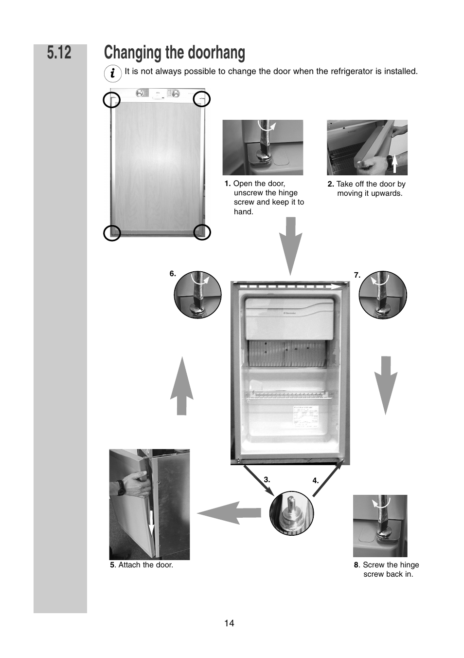 Changing the doorhang 5.12 | Dometic RM 7361 L User Manual | Page 14 / 28