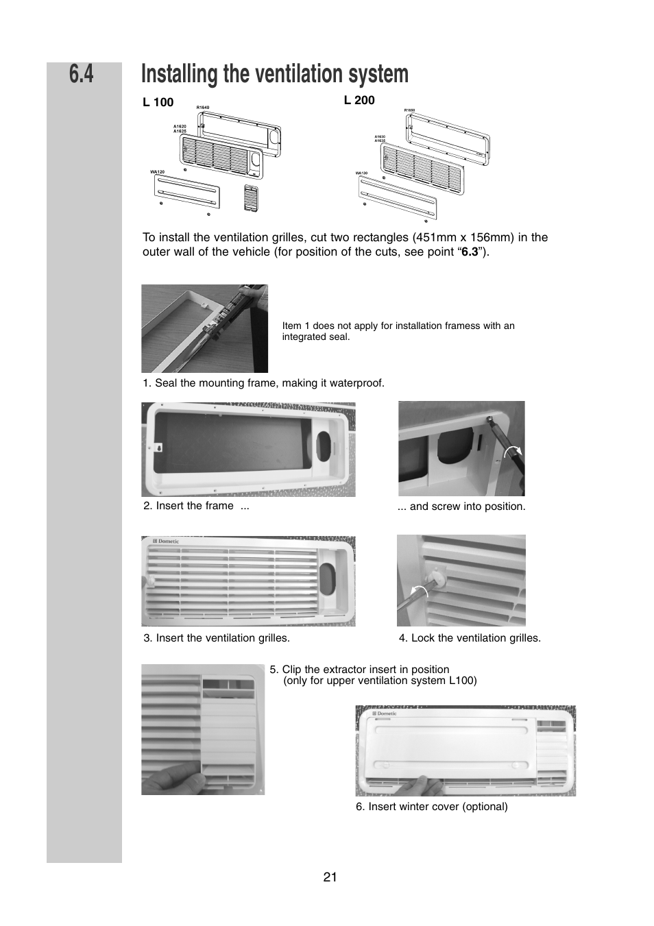 Installing the ventilation system 6.4 | Dometic RM 7361 L User Manual | Page 21 / 28