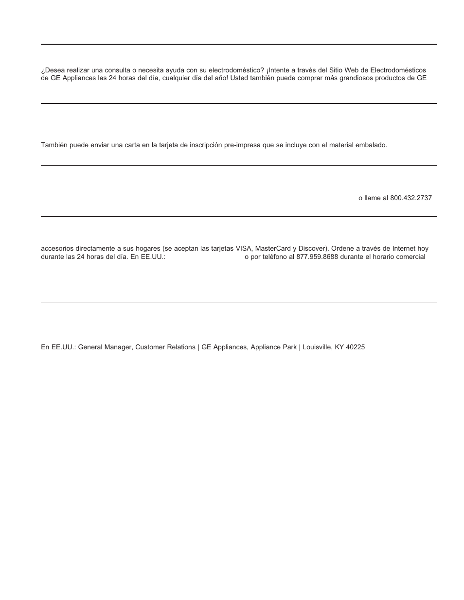 Soporte al cliente soporte p ara el consumidor | GE Zoneline UltimateV10™ 8,900 BTU Vertical Terminal Air Conditioner Owners Guide User Manual | Page 104 / 104