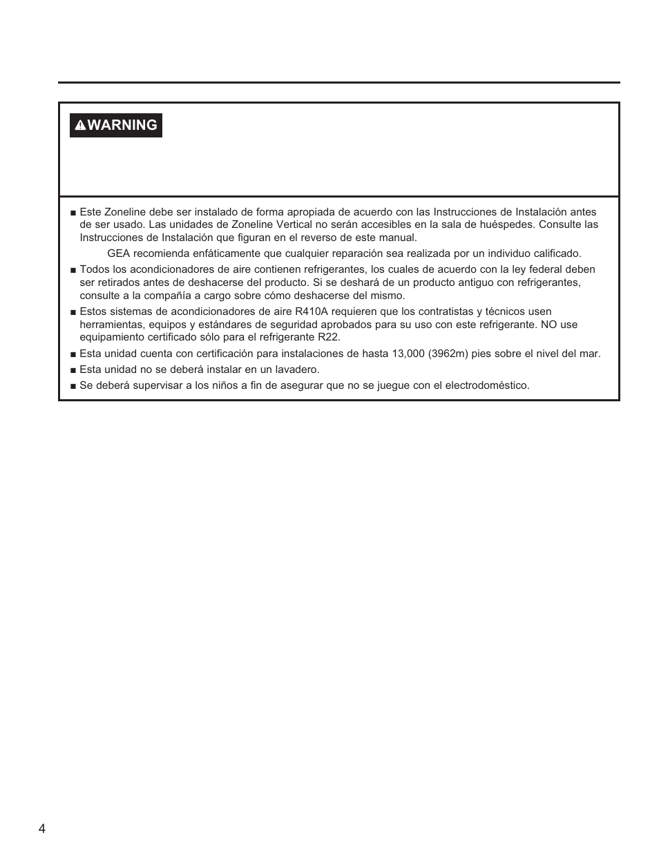 Precauciones de seguridad | GE Zoneline UltimateV10™ 8,900 BTU Vertical Terminal Air Conditioner Owners Guide User Manual | Page 4 / 104