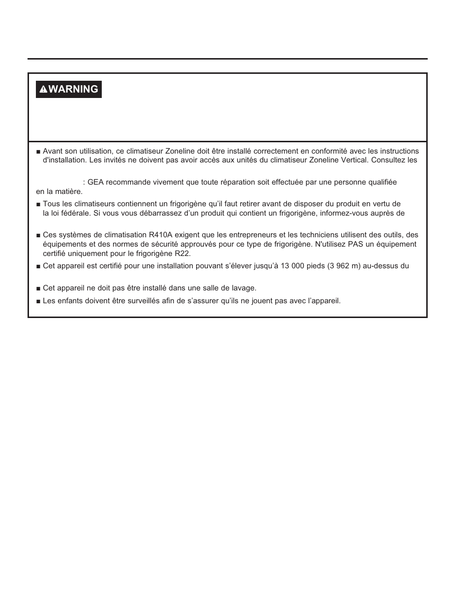 Consignes de sécurité importantes, Mesures de sécurité | GE Zoneline UltimateV10™ 8,900 BTU Vertical Terminal Air Conditioner Owners Guide User Manual | Page 5 / 104