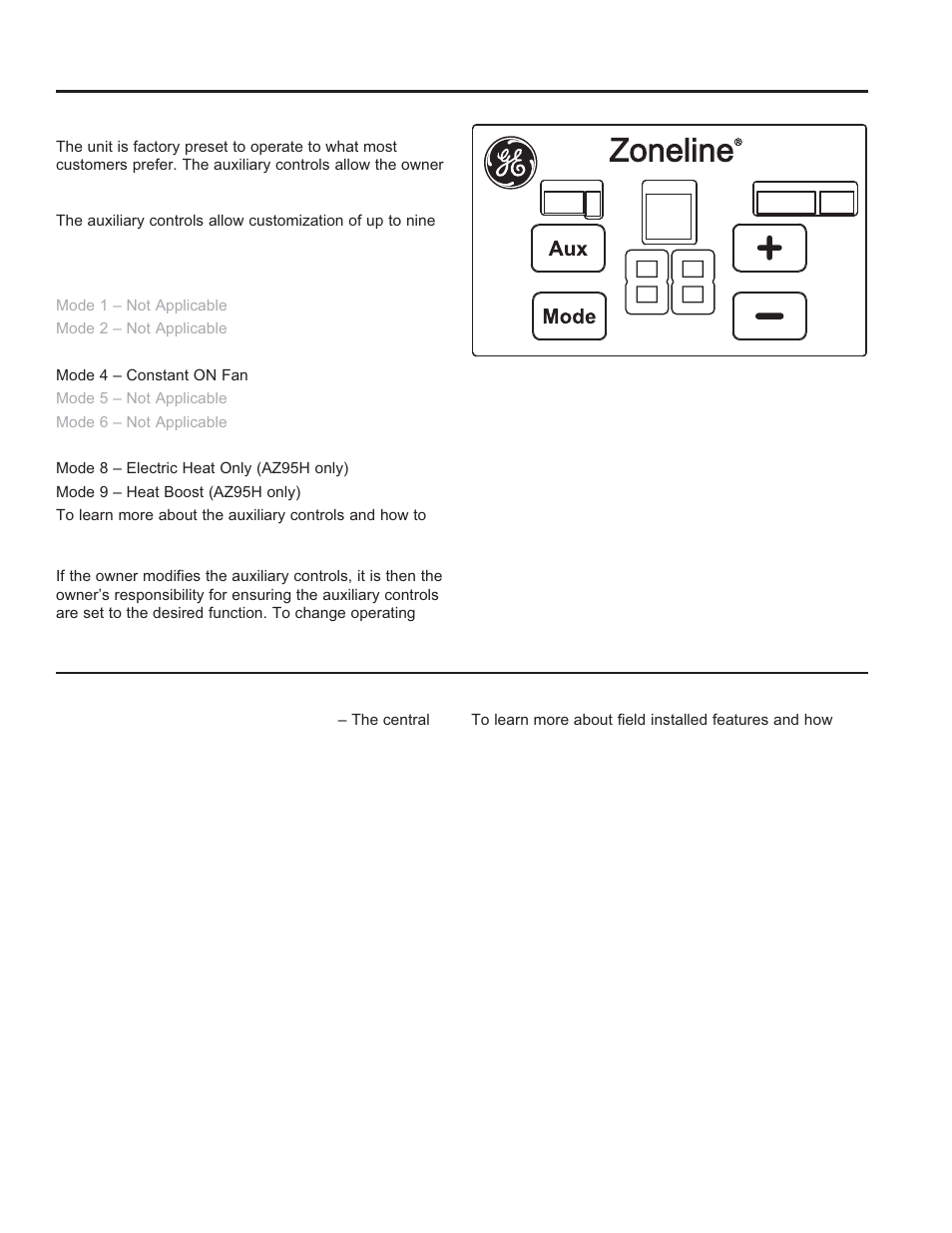 Fea t ures of the zoneline features | GE Zoneline UltimateV10™ 8,900 BTU Vertical Terminal Air Conditioner Owners Guide User Manual | Page 7 / 104