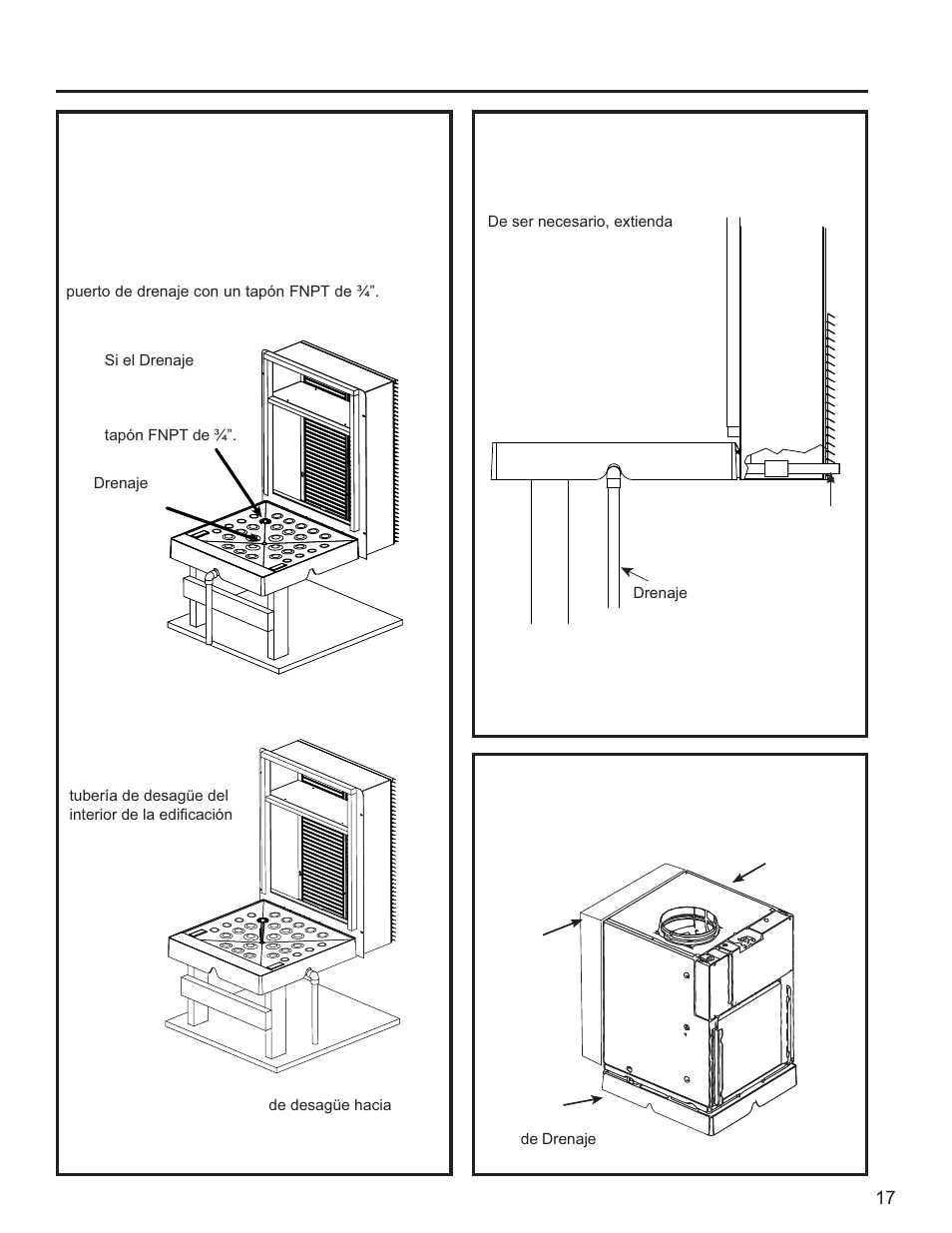 Conexiones completas del drenaje de condensados, Instale la unidad al plénum | GE Zoneline UltimateV10™ 8,900 BTU Vertical Terminal Air Conditioner Owners Guide User Manual | Page 89 / 104