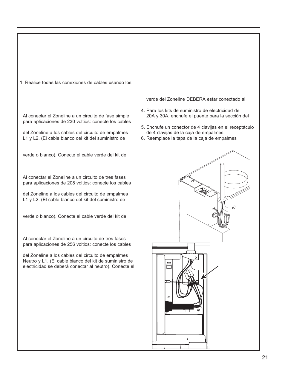 Realice las conexiones eléctricas a la unidad | GE Zoneline UltimateV10™ 8,900 BTU Vertical Terminal Air Conditioner Owners Guide User Manual | Page 93 / 104