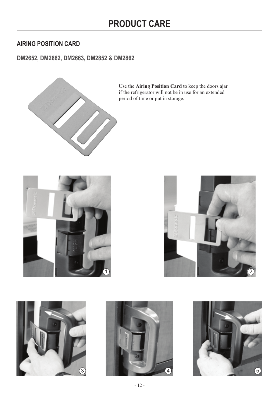 Product care | Dometic RM2551 User Manual | Page 12 / 24