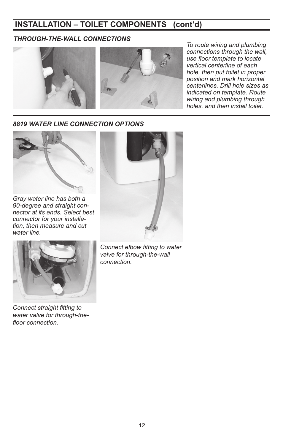 Installation – toilet components (cont’d) | Dometic SeaLand 8812 User Manual | Page 12 / 20