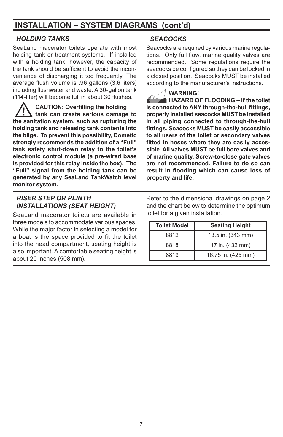 Installation – system diagrams (cont’d) | Dometic SeaLand 8812 User Manual | Page 7 / 20