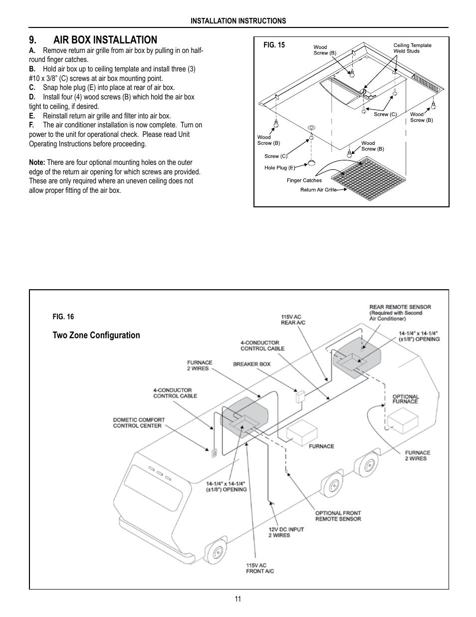 Air box installation | Dometic BRISK AIR 590 SERIES User Manual | Page 11 / 12