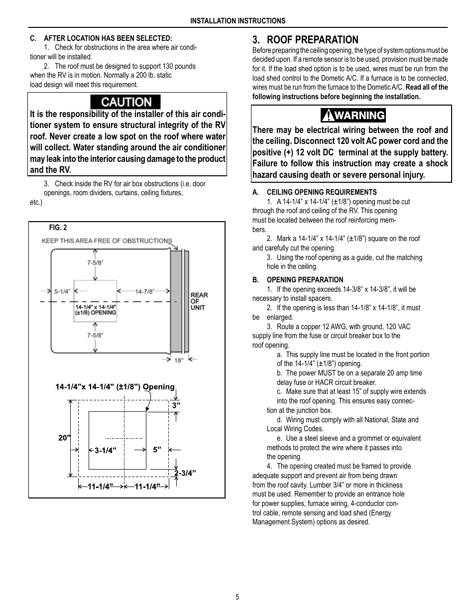 Roof preparation | Dometic BRISK AIR 590 SERIES User Manual | Page 5 / 12