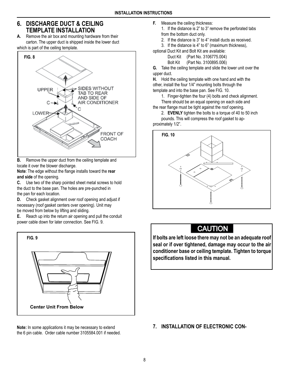 Discharge duct & ceiling template installation | Dometic BRISK AIR 590 SERIES User Manual | Page 8 / 12