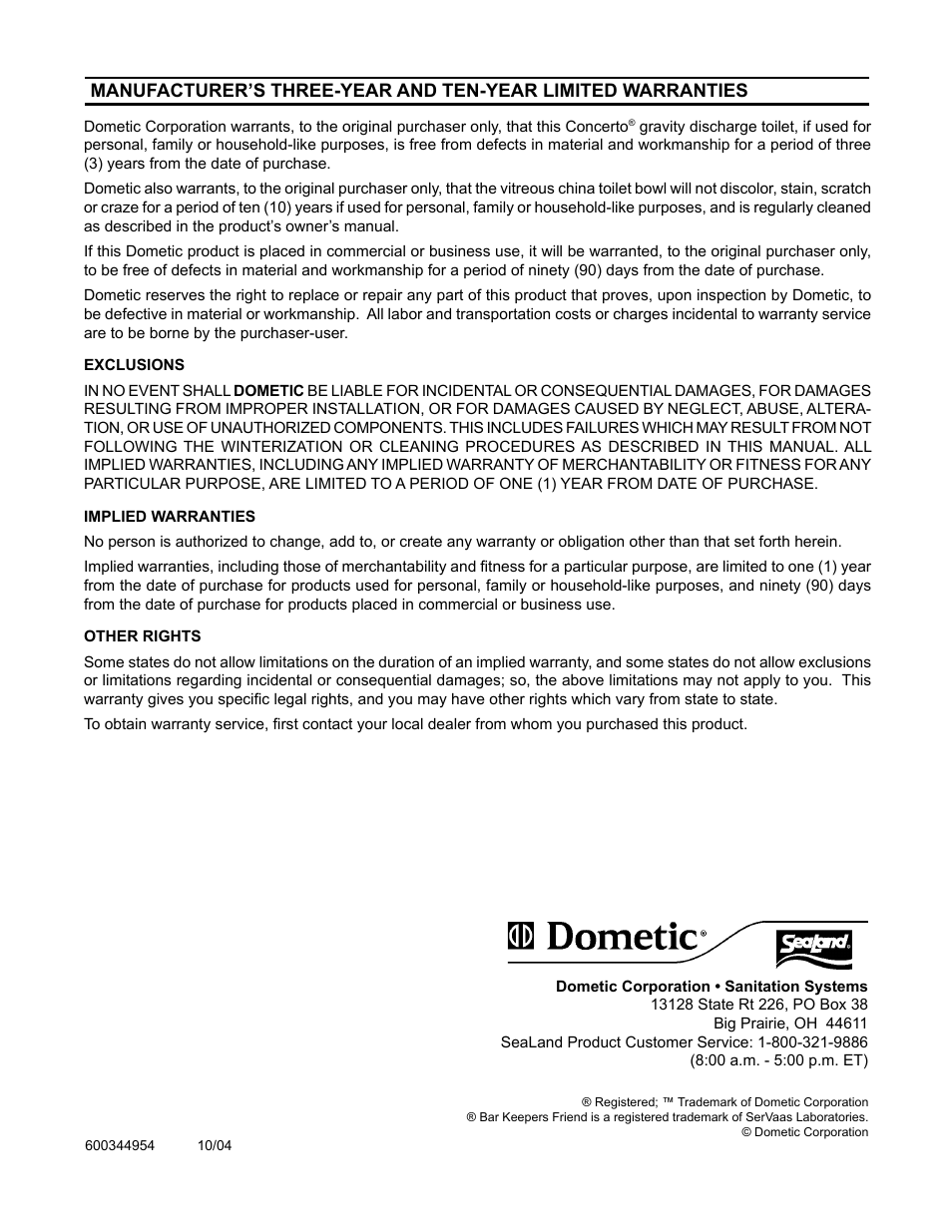 Untitled | Dometic 3400 User Manual | Page 20 / 20