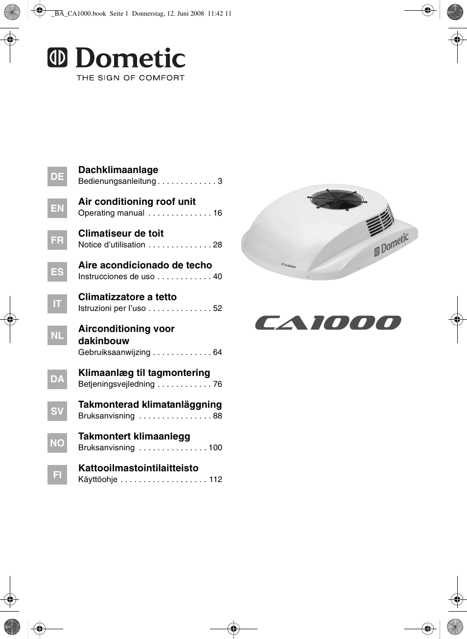 Dometic CA1000 User Manual | 124 pages