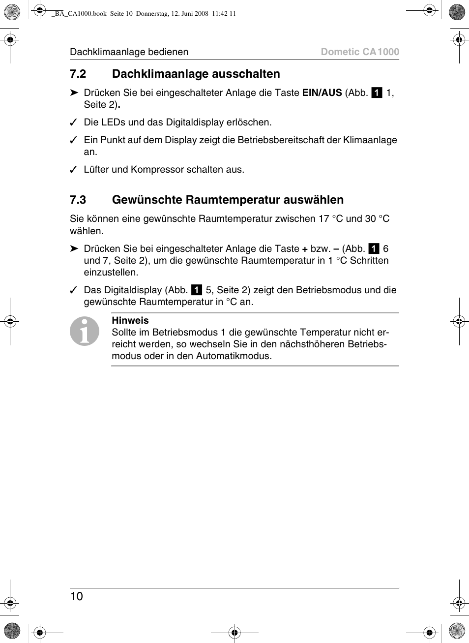 Dometic CA1000 User Manual | Page 10 / 124