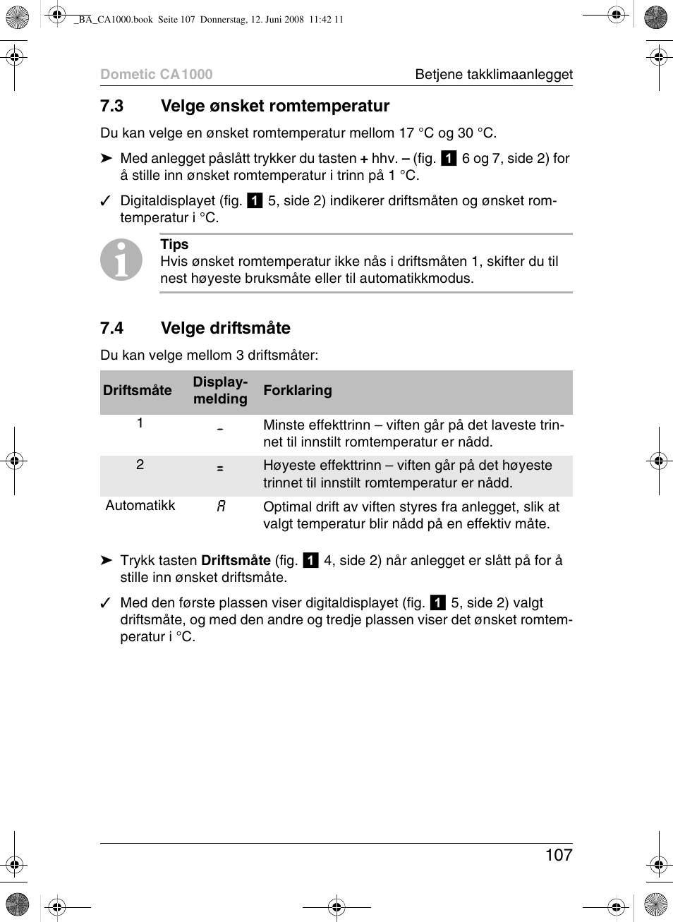 Dometic CA1000 User Manual | Page 107 / 124