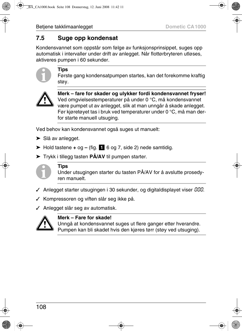 Dometic CA1000 User Manual | Page 108 / 124