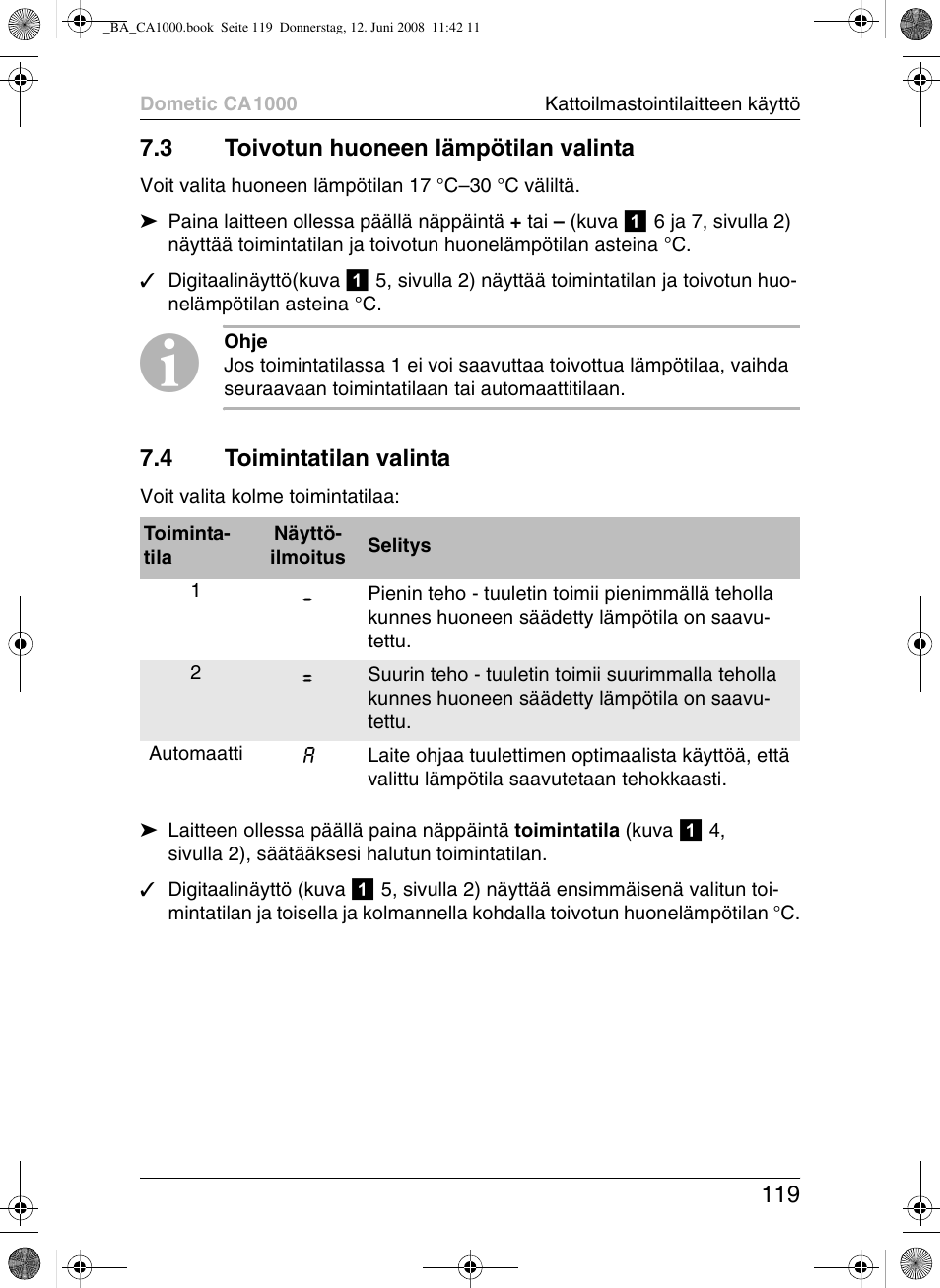 Dometic CA1000 User Manual | Page 119 / 124