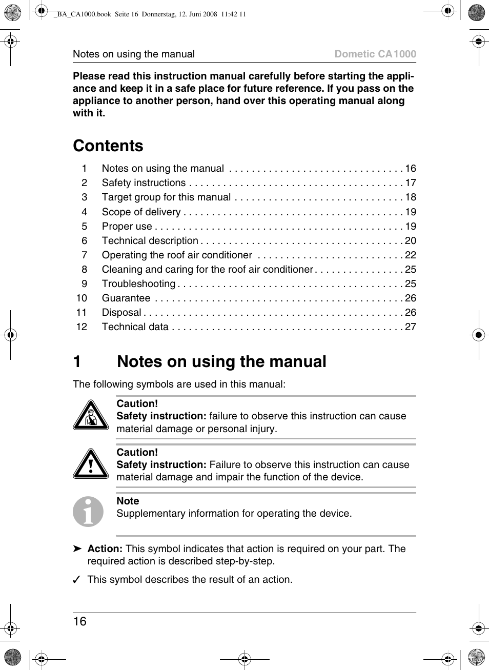 Dometic CA1000 User Manual | Page 16 / 124