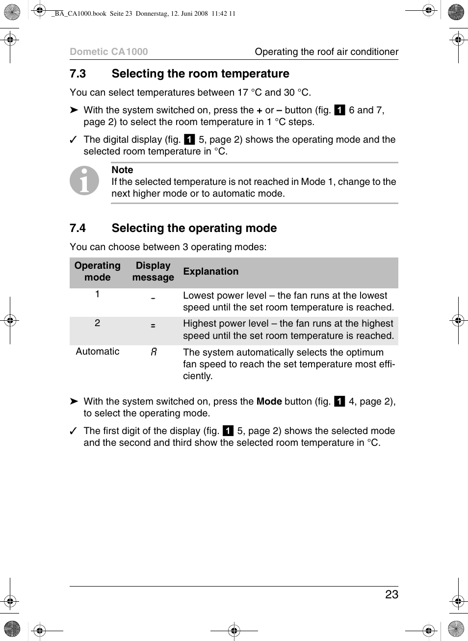 Dometic CA1000 User Manual | Page 23 / 124