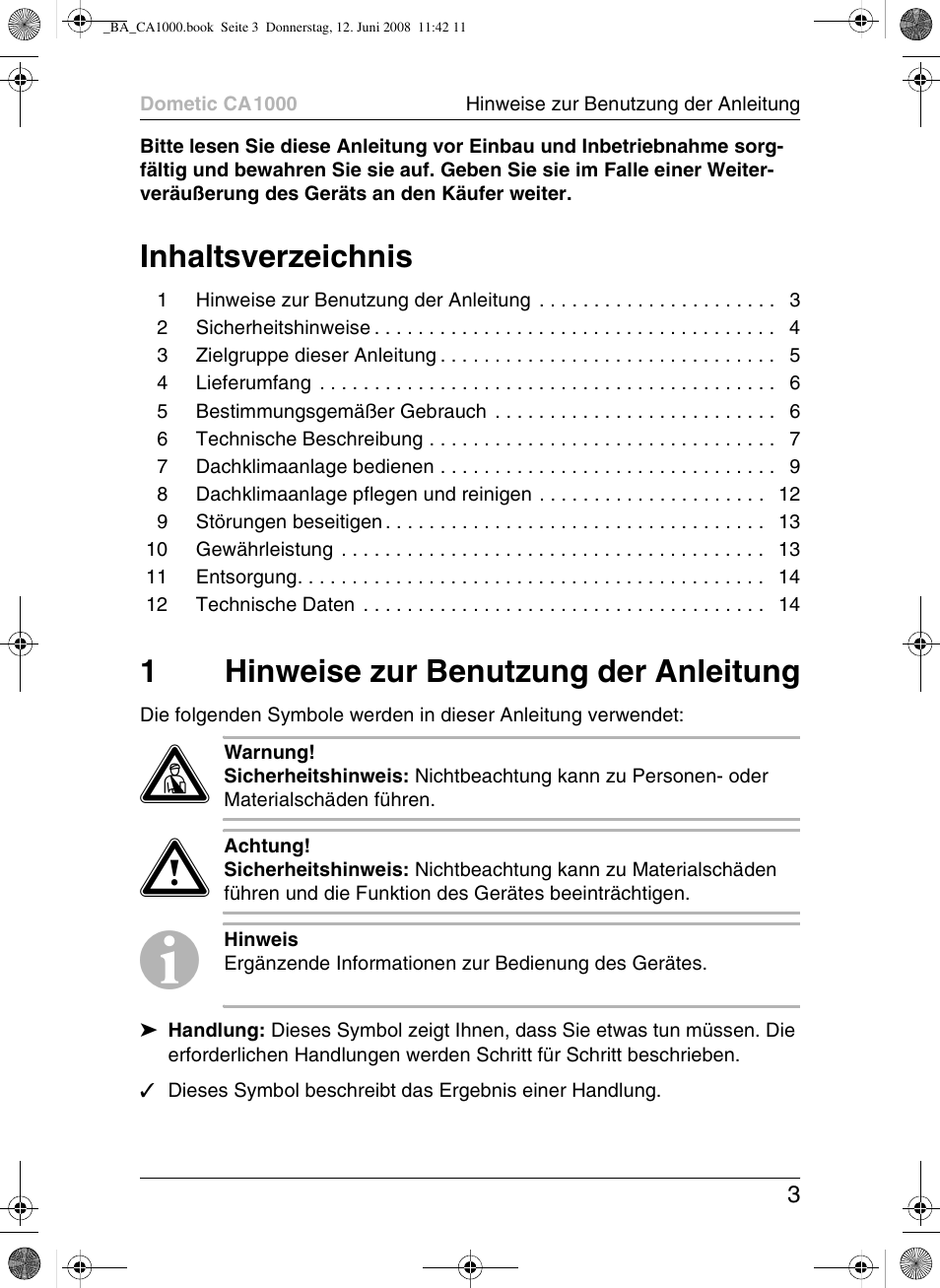 Dometic CA1000 User Manual | Page 3 / 124