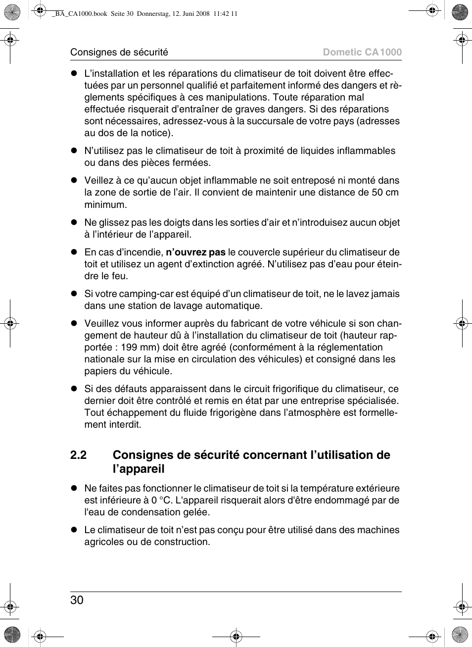 Dometic CA1000 User Manual | Page 30 / 124