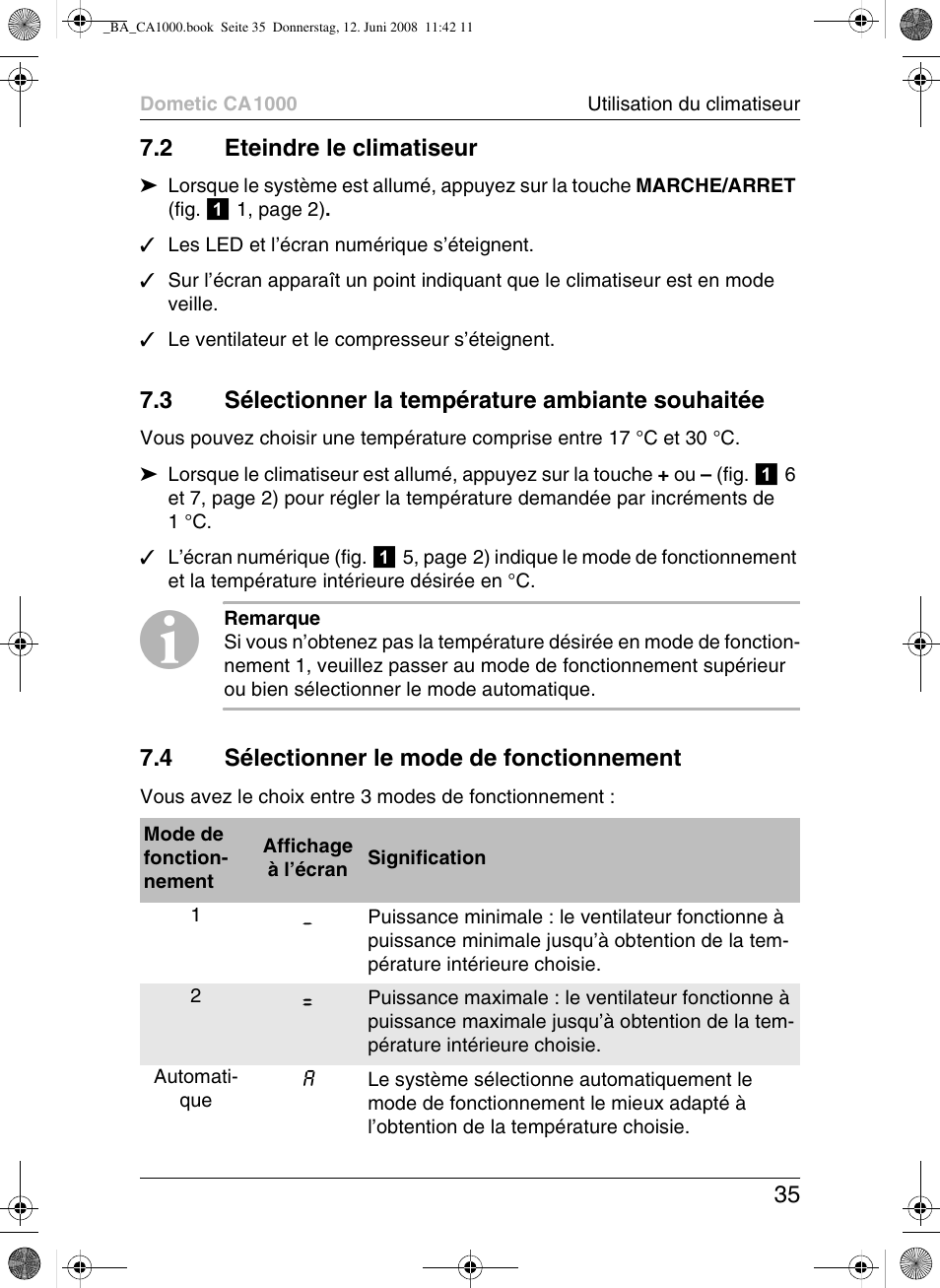 Dometic CA1000 User Manual | Page 35 / 124