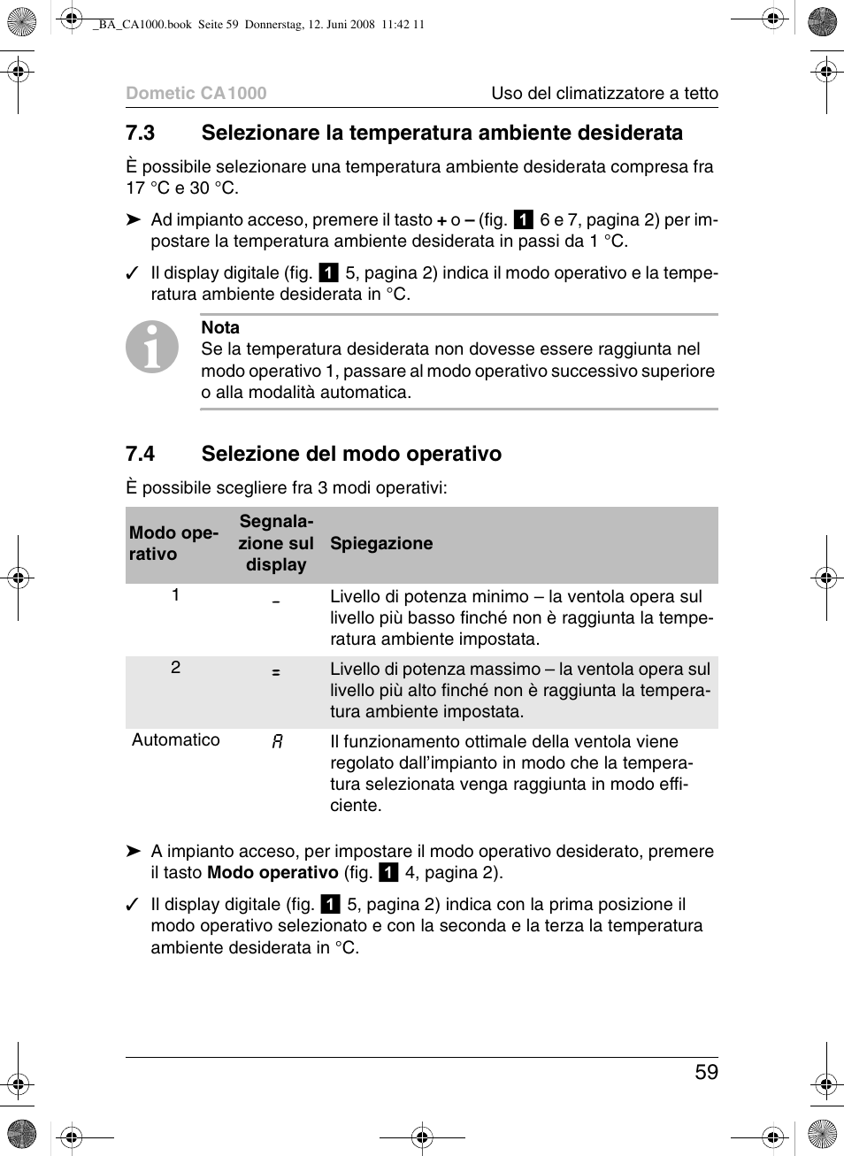 Dometic CA1000 User Manual | Page 59 / 124