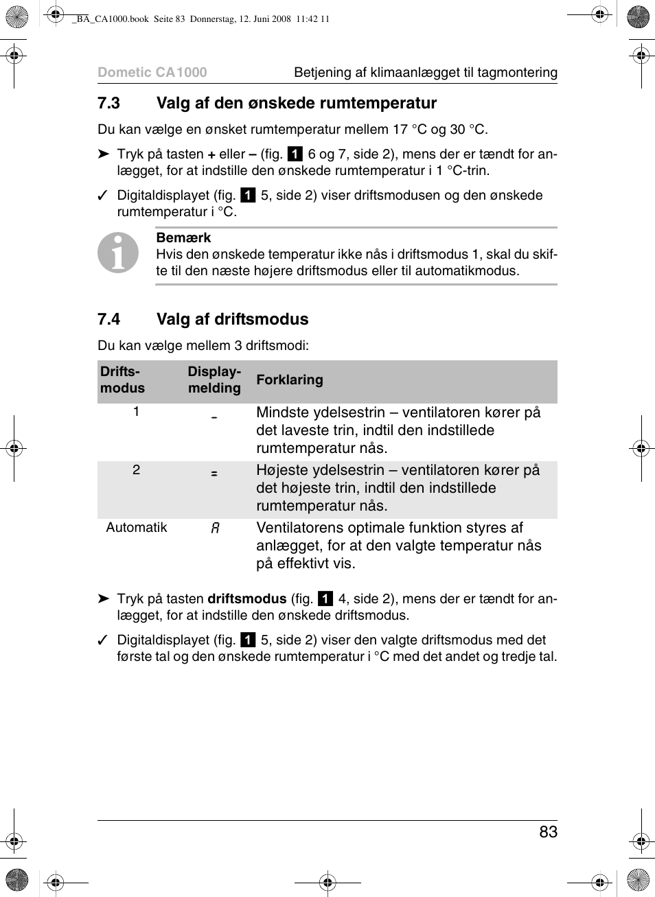 Dometic CA1000 User Manual | Page 83 / 124