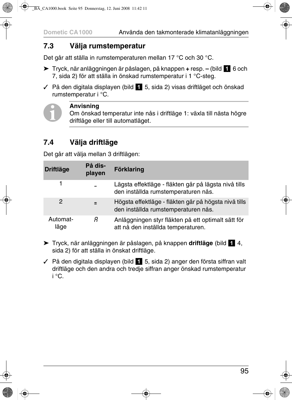 Dometic CA1000 User Manual | Page 95 / 124