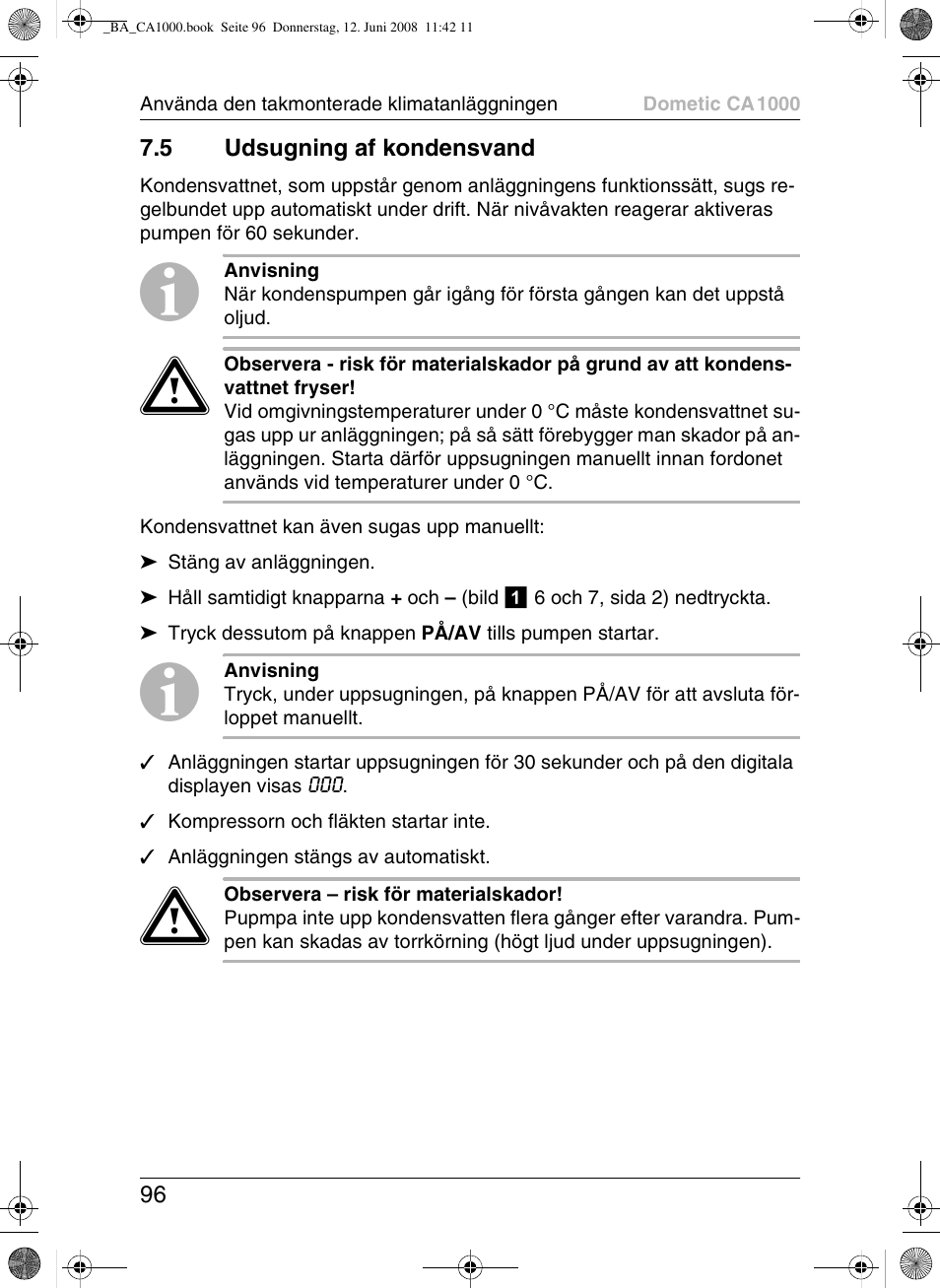 Dometic CA1000 User Manual | Page 96 / 124