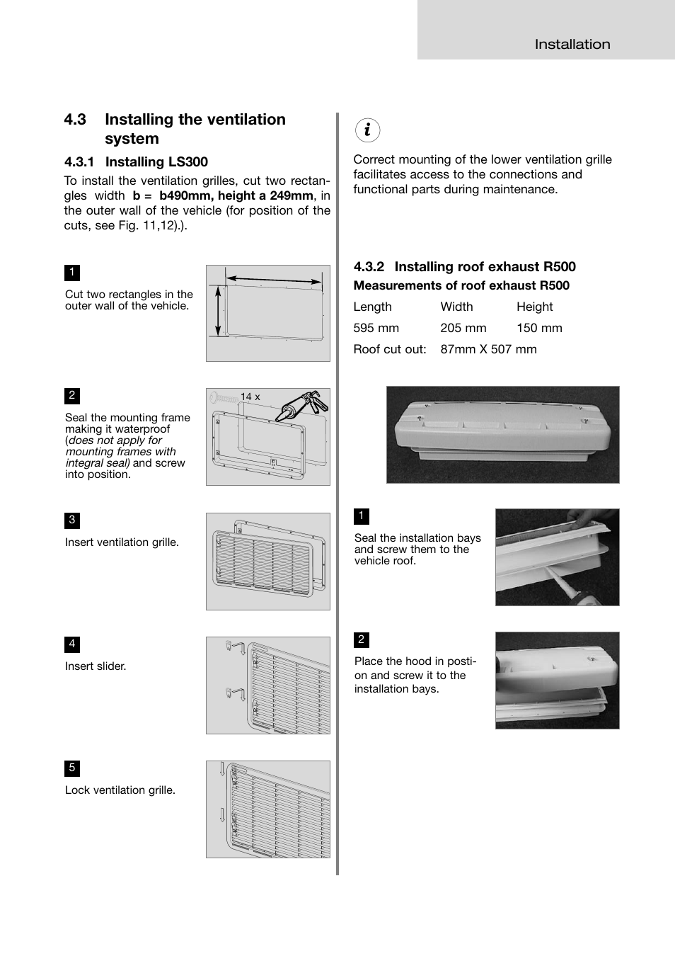 3 installing the ventilation system | Dometic ABSORPTION RMD 8555 User Manual | Page 13 / 24