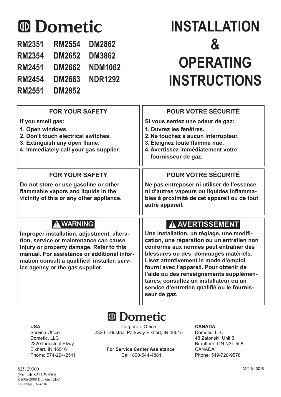 Dometic DM2862 User Manual | 40 pages