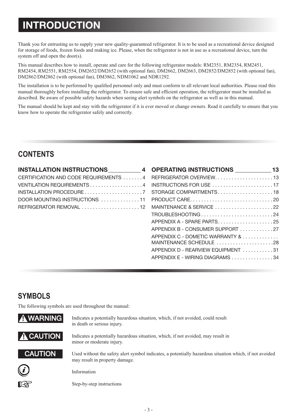 Dometic DM2862 User Manual | Page 3 / 40