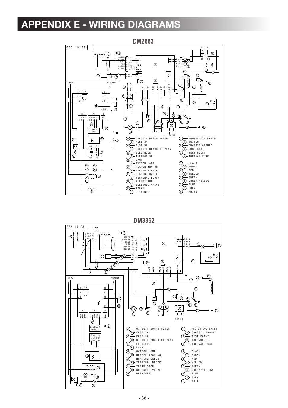 Appendix e - wiring diagrams, Dm2663, Dm3862 | Dometic DM2862 User Manual | Page 36 / 40