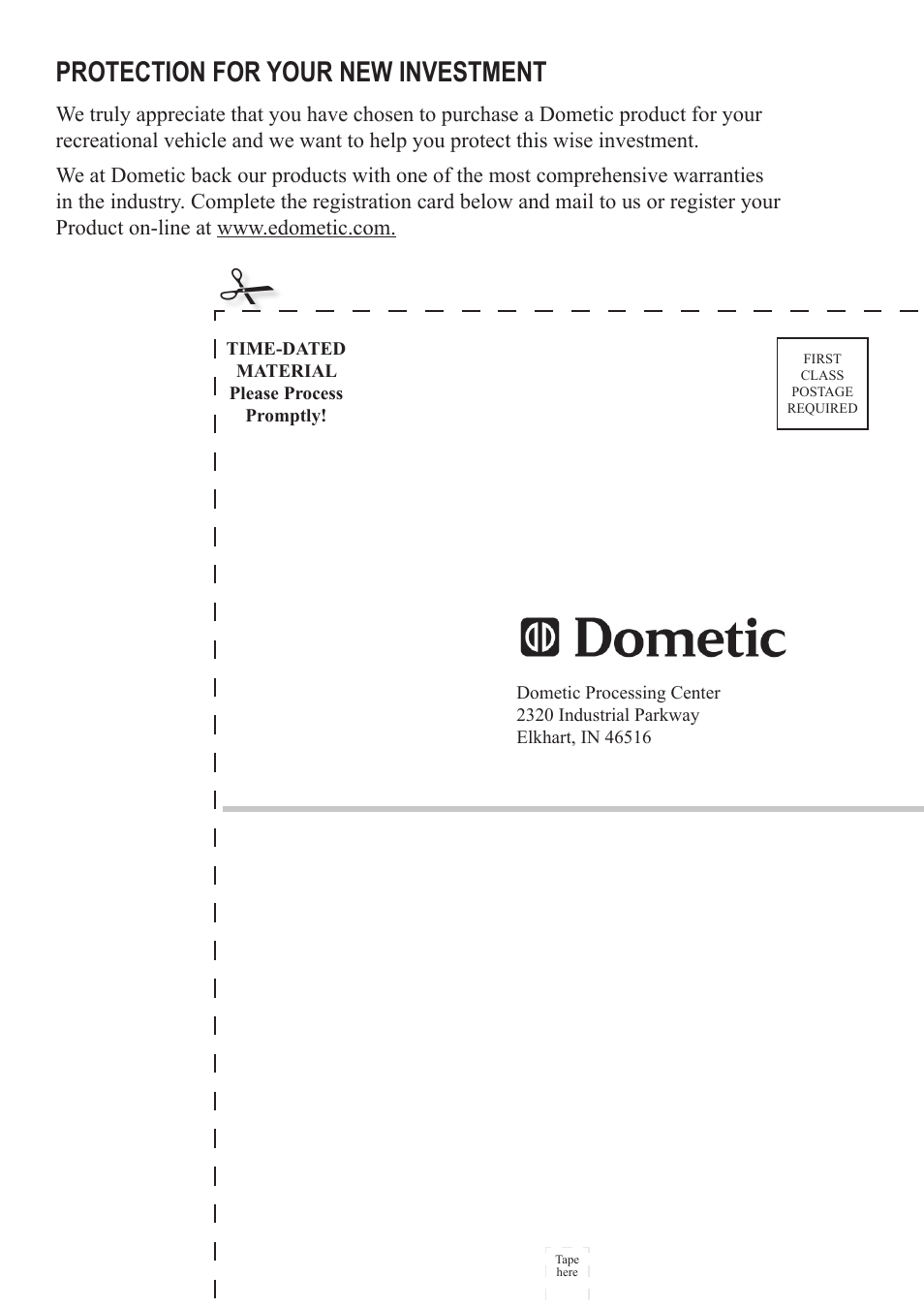 Protection for your new investment | Dometic DM2862 User Manual | Page 39 / 40