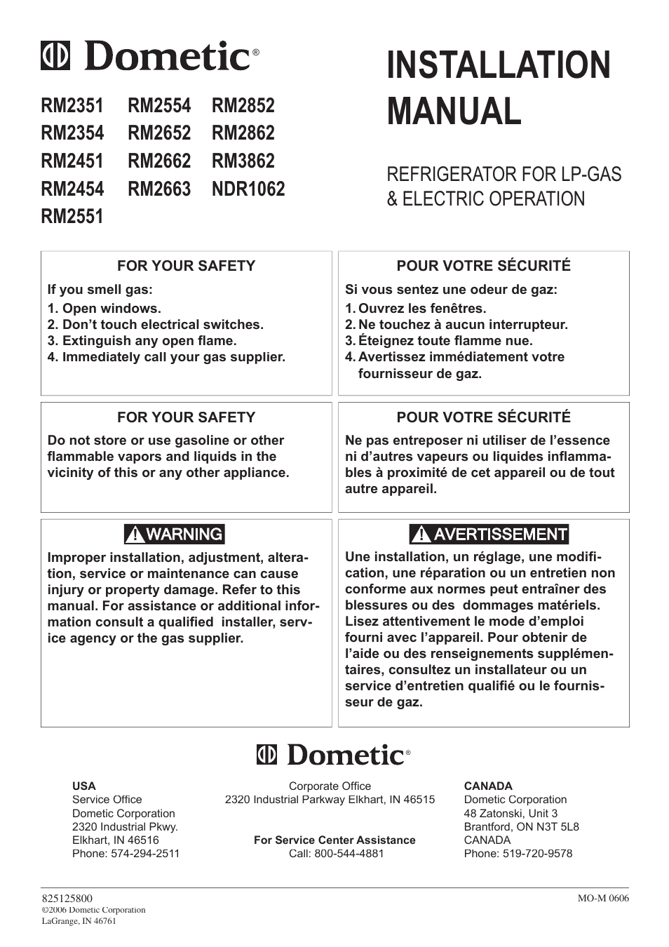 Dometic RM2852 User Manual | 16 pages