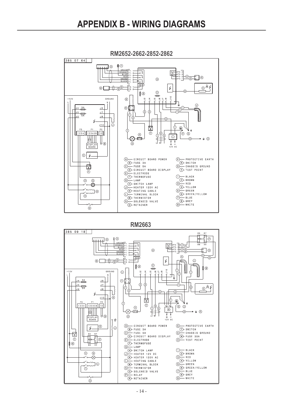 Appendix b - wiring diagrams | Dometic RM2852 User Manual | Page 14 / 16