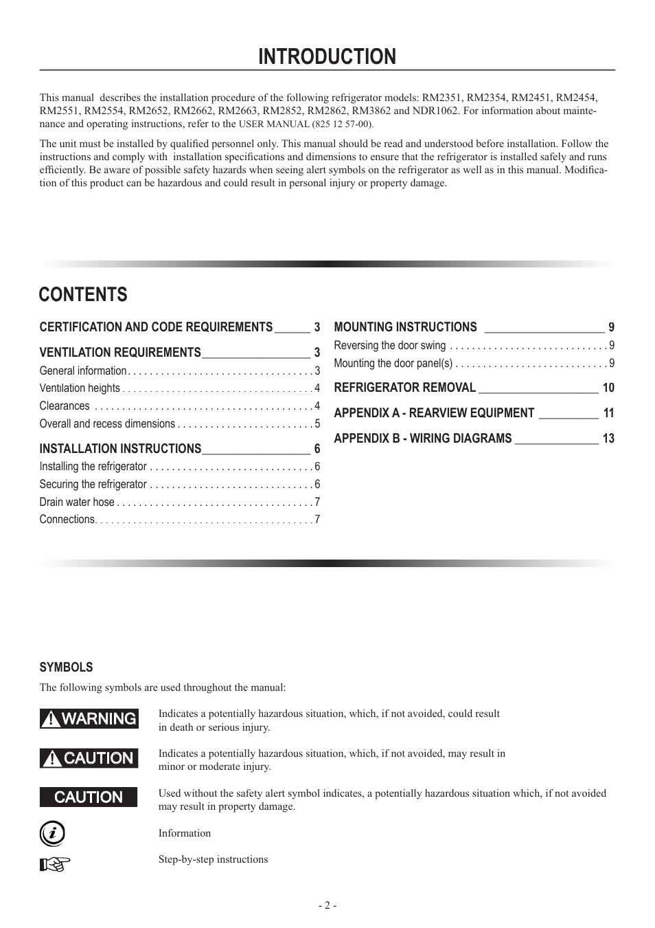 Dometic RM2852 User Manual | Page 2 / 16