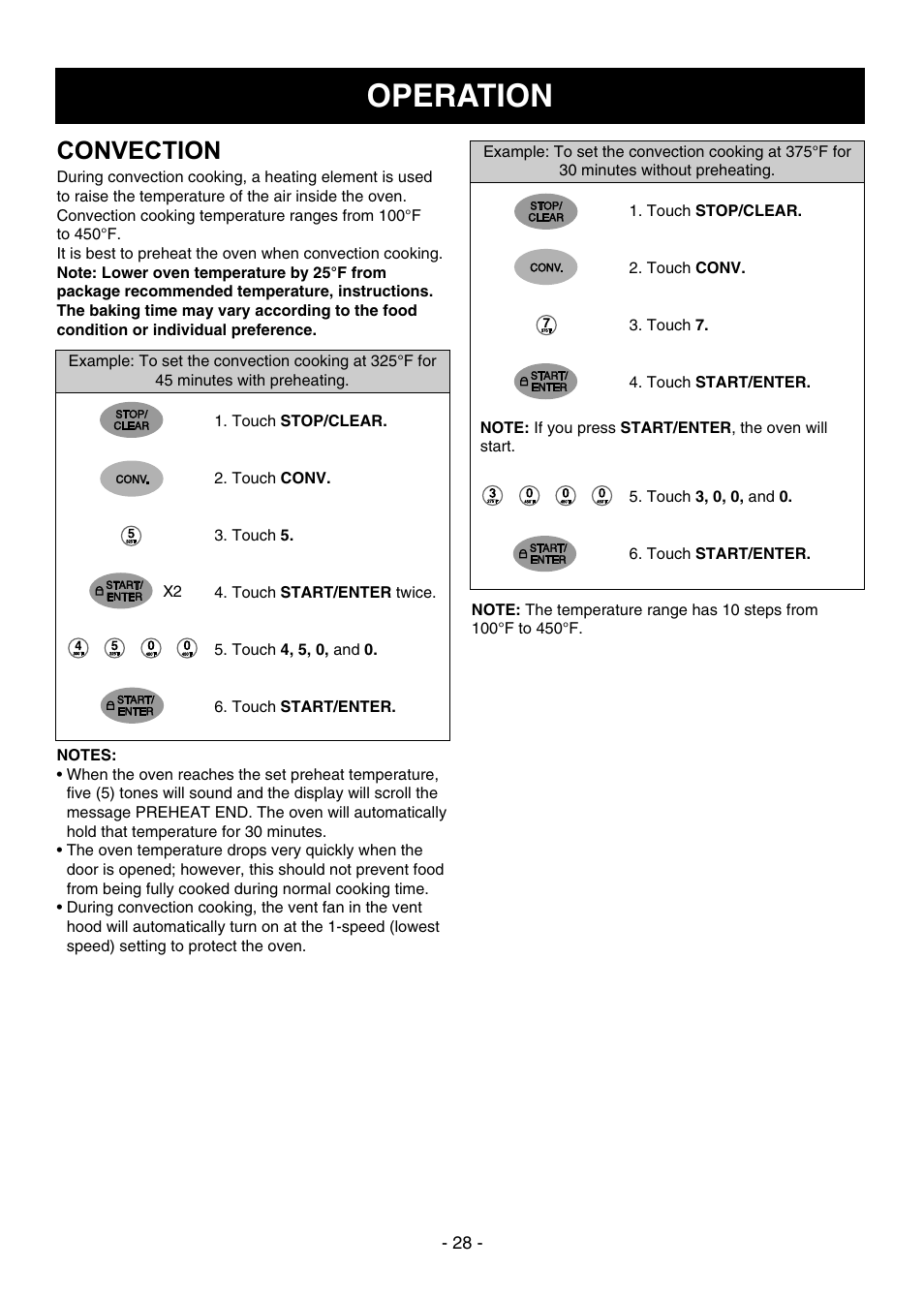 Operation, Convection | Dometic DOTRC17SSC User Manual | Page 28 / 44