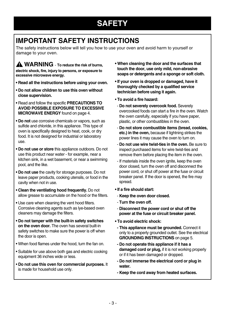 Safety, Important safety instructions, Warning | Dometic DOTRC17SSC User Manual | Page 3 / 44